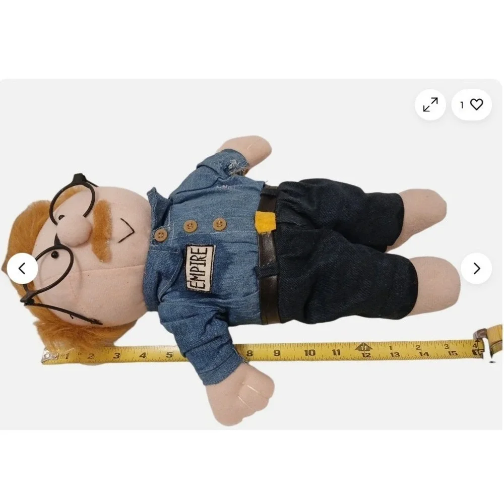 Rare 80s Empire Carpet Guy Doll Elmer Lynn Hauldren Plush Stuffed Toy Glasses